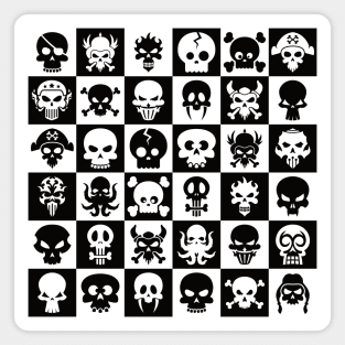 Black and White Skull Checkerboard Pattern Magnet